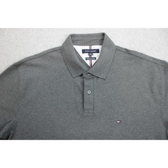 Tommy Hilfiger Polo Mens XL Gray Regular Fit Stretch Cotton Blend - Picture 1 of 6